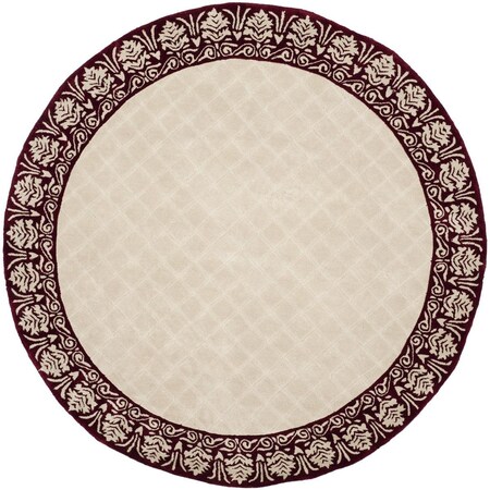 Safavieh 6 x 6 ft. Total Performance Hand Hooked Round Area RugIvory & Maroon TLP755C-6R
